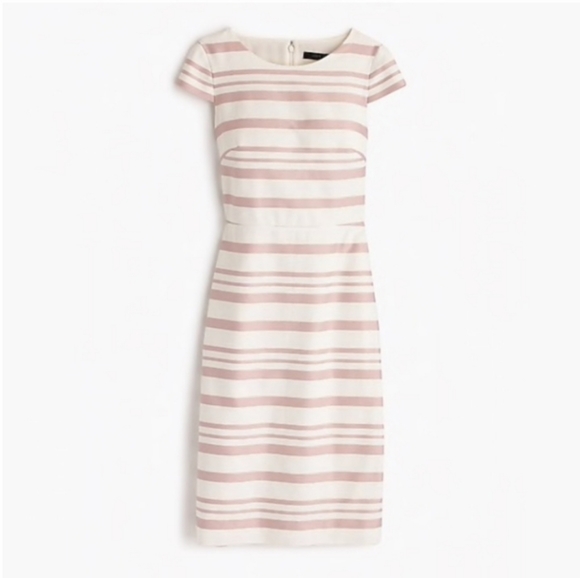 NWT J.crew Striped Sheath short sleeve work Dress Pink and Off White womans sz 4 - Picture 2 of 14